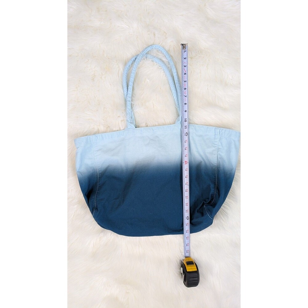 Athleta Tote Bag Blue White Ombre Dip Dye Canvas Logo Beach Gym Shopper Travel - Picture 5 of 9